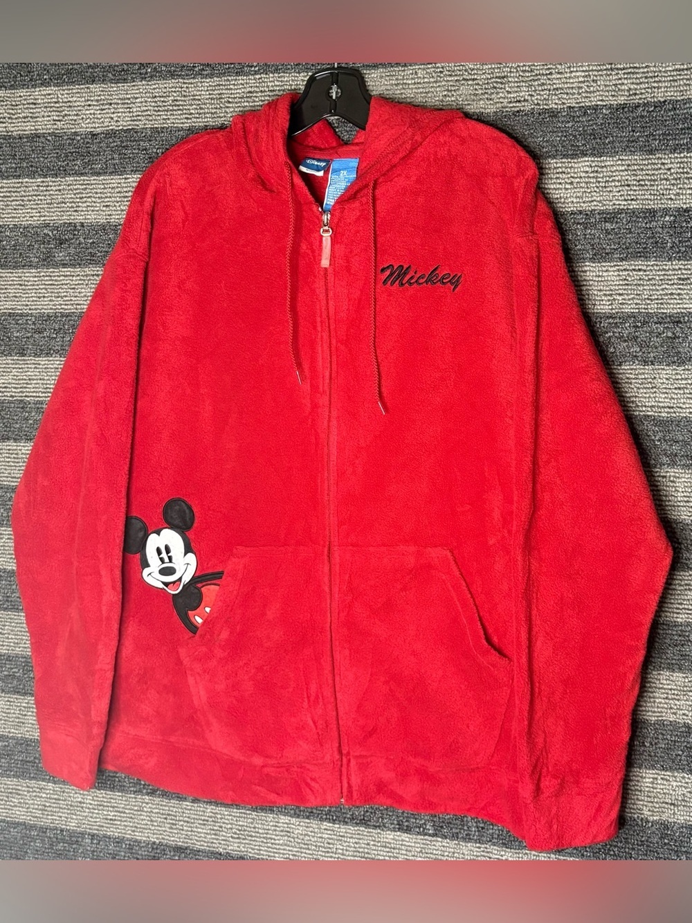 Vintage 90’s Disney Mickey Mouse Red Full-Zip Fleece Hoodie Women’s 2X EUC